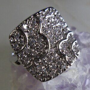 Square Pavé Clear Ice CZ Cocktail ring